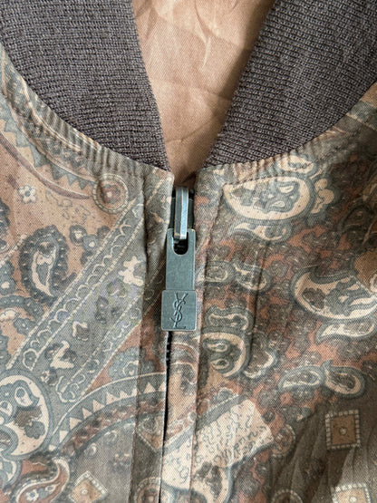 YSL Paisely Print Brown Reversible Bomber Jacket