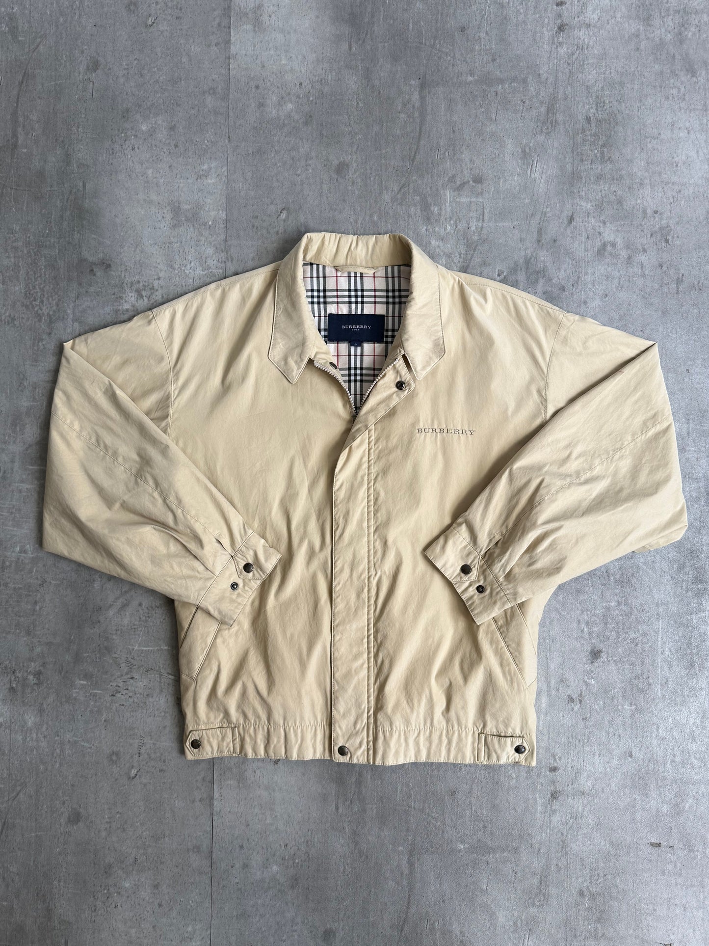 Burberry Logo Embroidered Beige Harrington Jacket