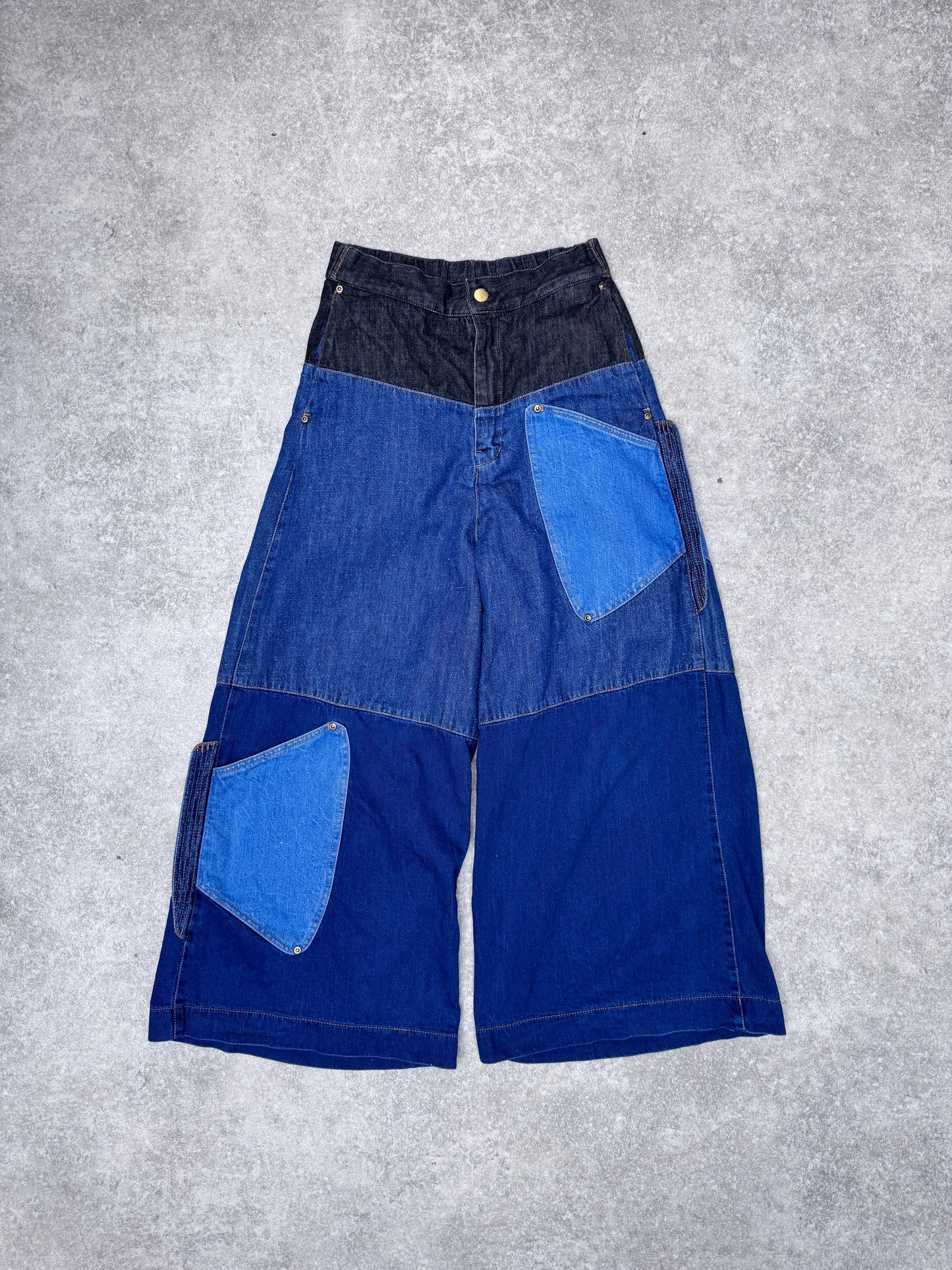 Tsumori Chisato Patchwork Wide Leg Denim Jeans