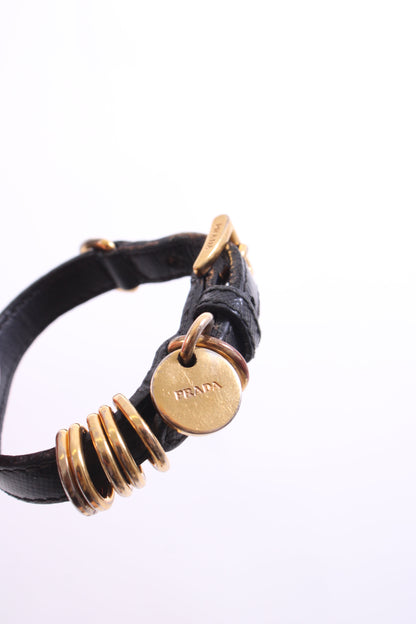 Prada Logo Wrap Leather Bracelet Black | O/S, Black