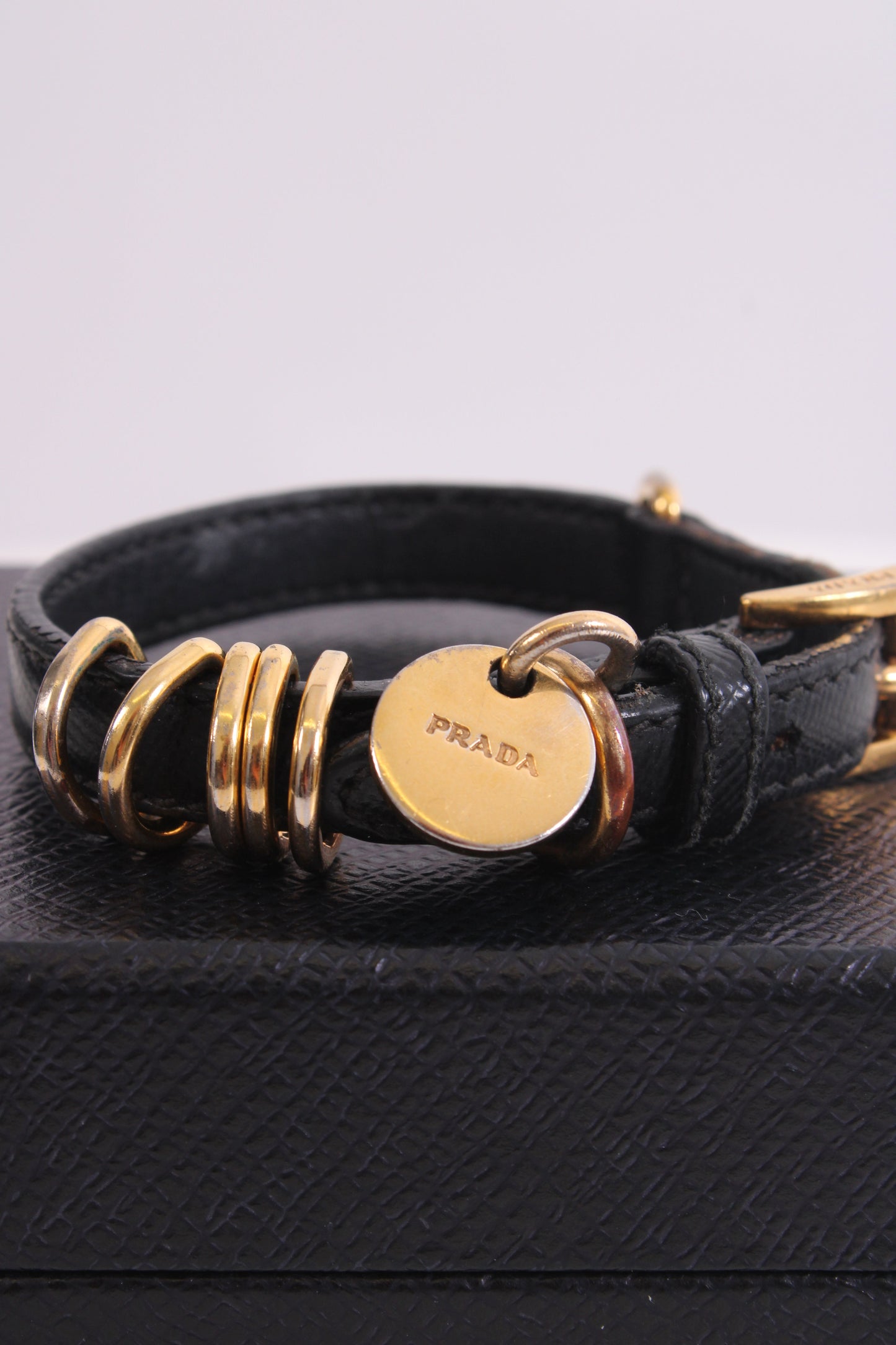 Prada Logo Wrap Leather Bracelet Black | O/S, Black