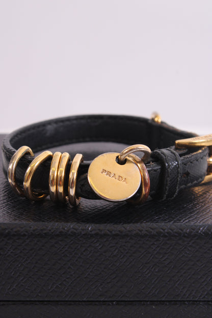 Prada Logo Wrap Leather Bracelet Black | O/S, Black