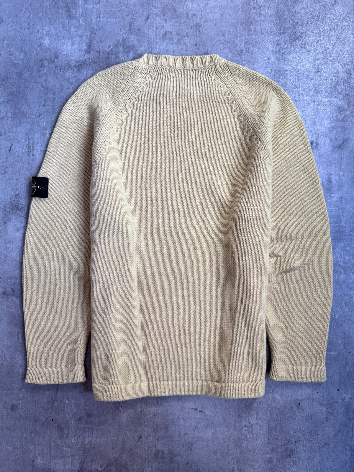 A/W Stone Island 1995 Pale Yellow Chunky Knit Crewneck | Extra Large, Yellow