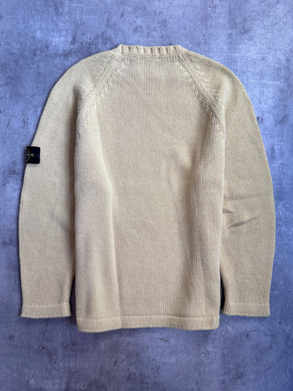 A/W Stone Island 1995 Pale Yellow Chunky Knit Crewneck | Extra Large, Yellow