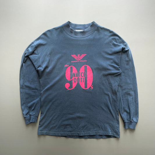 Emporio Armani Navy 90s Graphic Long Sleeve T-Shirt | Medium, Navy