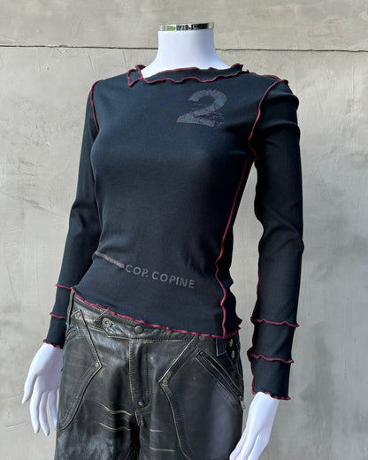 COP COPINE CONTRAST HEM LONG SLEEVE TOP - S