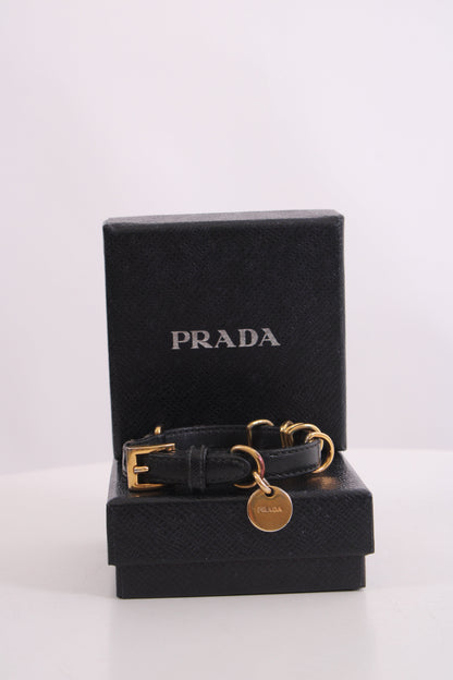 Prada Logo Wrap Leather Bracelet Black | O/S, Black