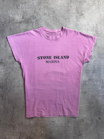 Stone Island Marina Cuff Sleeve 40th Anniversary Dusty Pink Cotton Tee