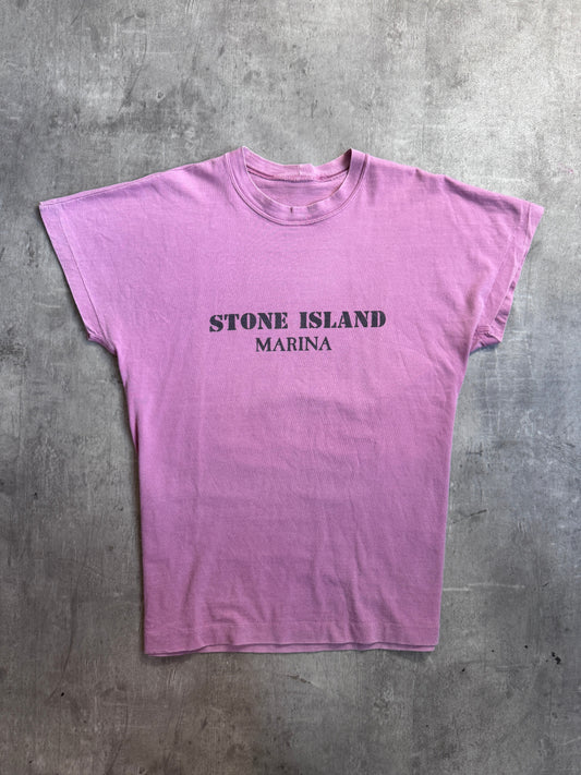 Stone Island Marina Cuff Sleeve 40th Anniversary Dusty Pink Cotton Tee