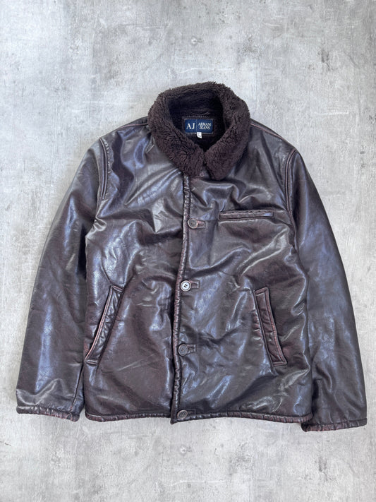 Armani Jeans Leather Aviator Jacket