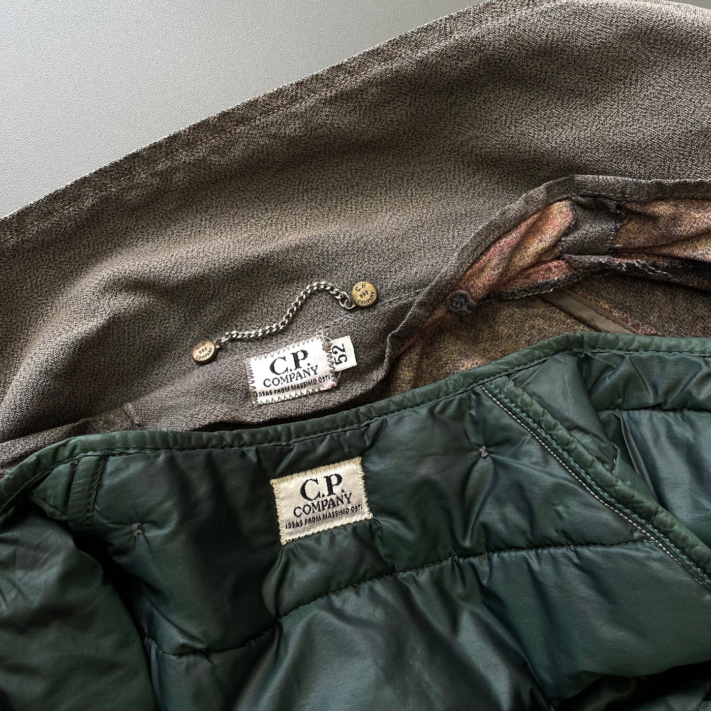 C.P. Company Brown & Green 1992 Ideas From Massimo Osti Liner Overcoat | X-Large, Multicoloured