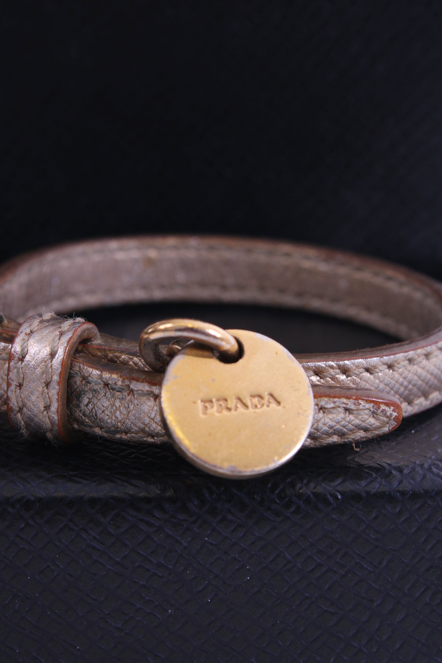 Prada Log Wrap Leather Bracelet Gold | O/S, Gold