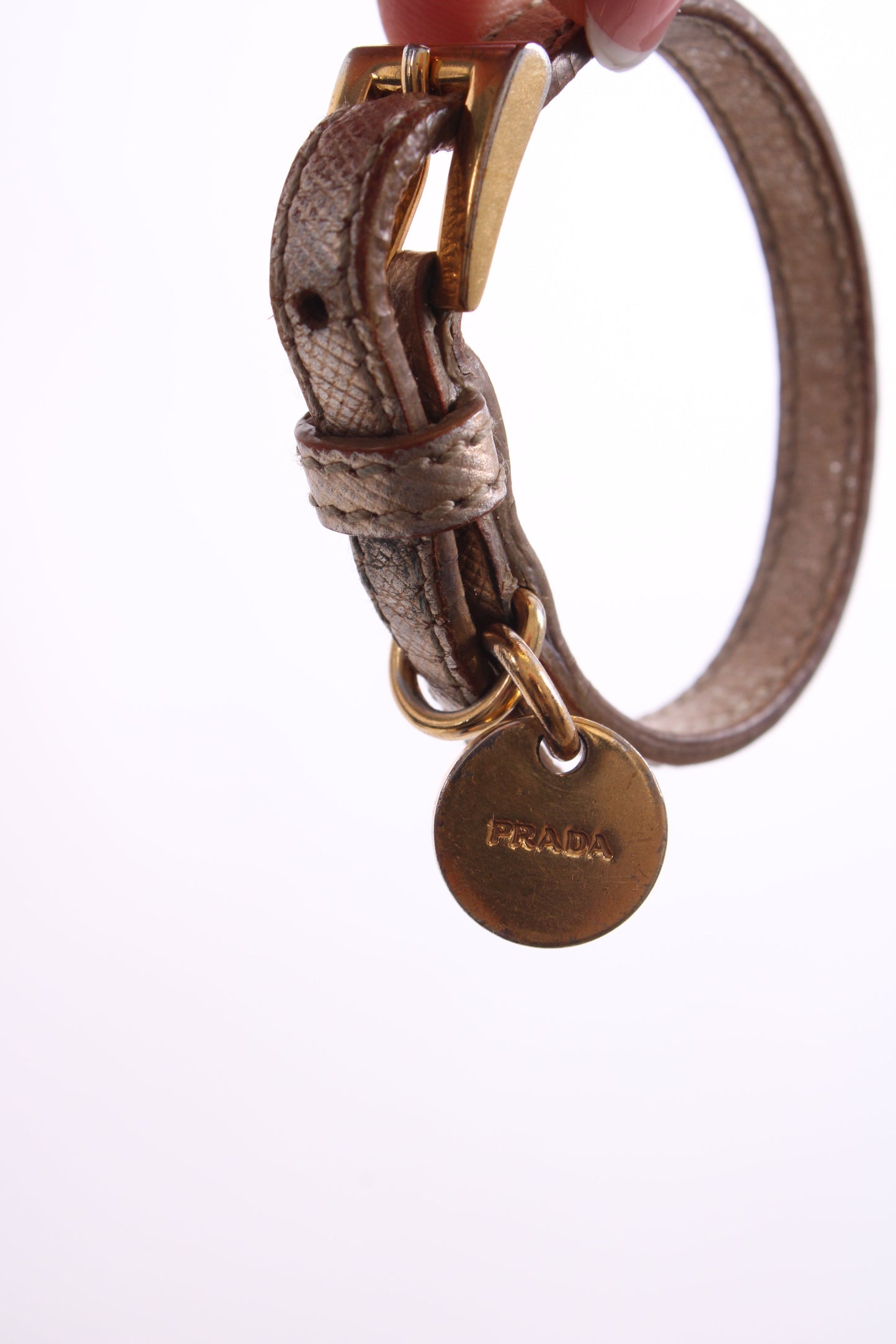 Prada Log Wrap Leather Bracelet Gold | O/S, Gold