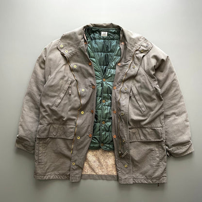 C.P. Company Brown & Green 1992 Ideas From Massimo Osti Liner Overcoat | X-Large, Multicoloured