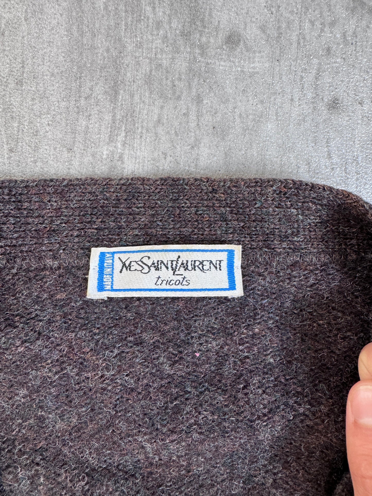 Yves Saint Laurent Tricot Argyle Knit Cardigan