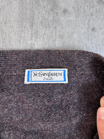 Yves Saint Laurent Tricot Argyle Knit Cardigan