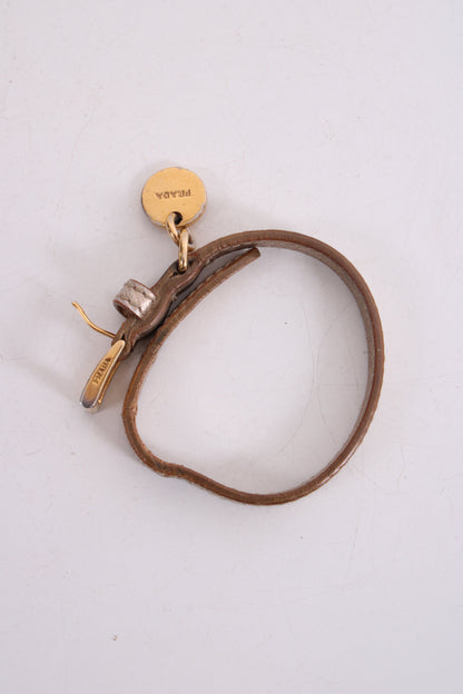 Prada Log Wrap Leather Bracelet Gold | O/S, Gold