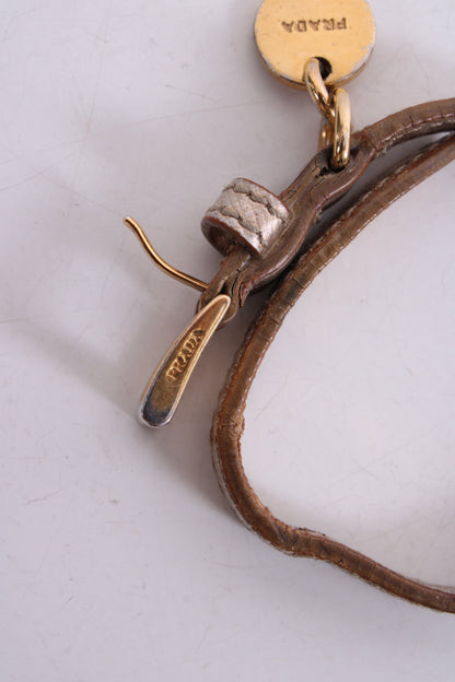Prada Log Wrap Leather Bracelet Gold | O/S, Gold