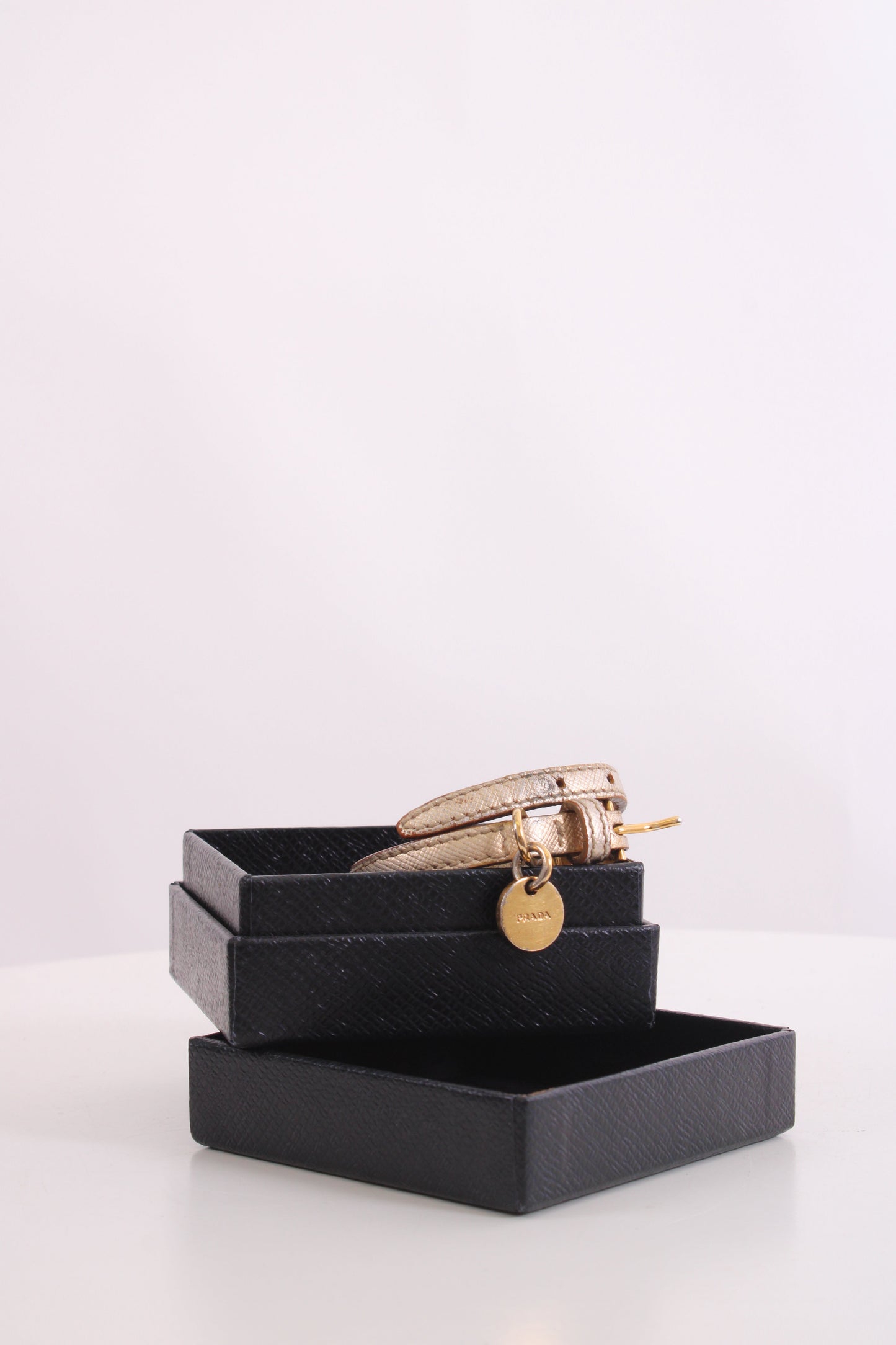 Prada Log Wrap Leather Bracelet Gold | O/S, Gold