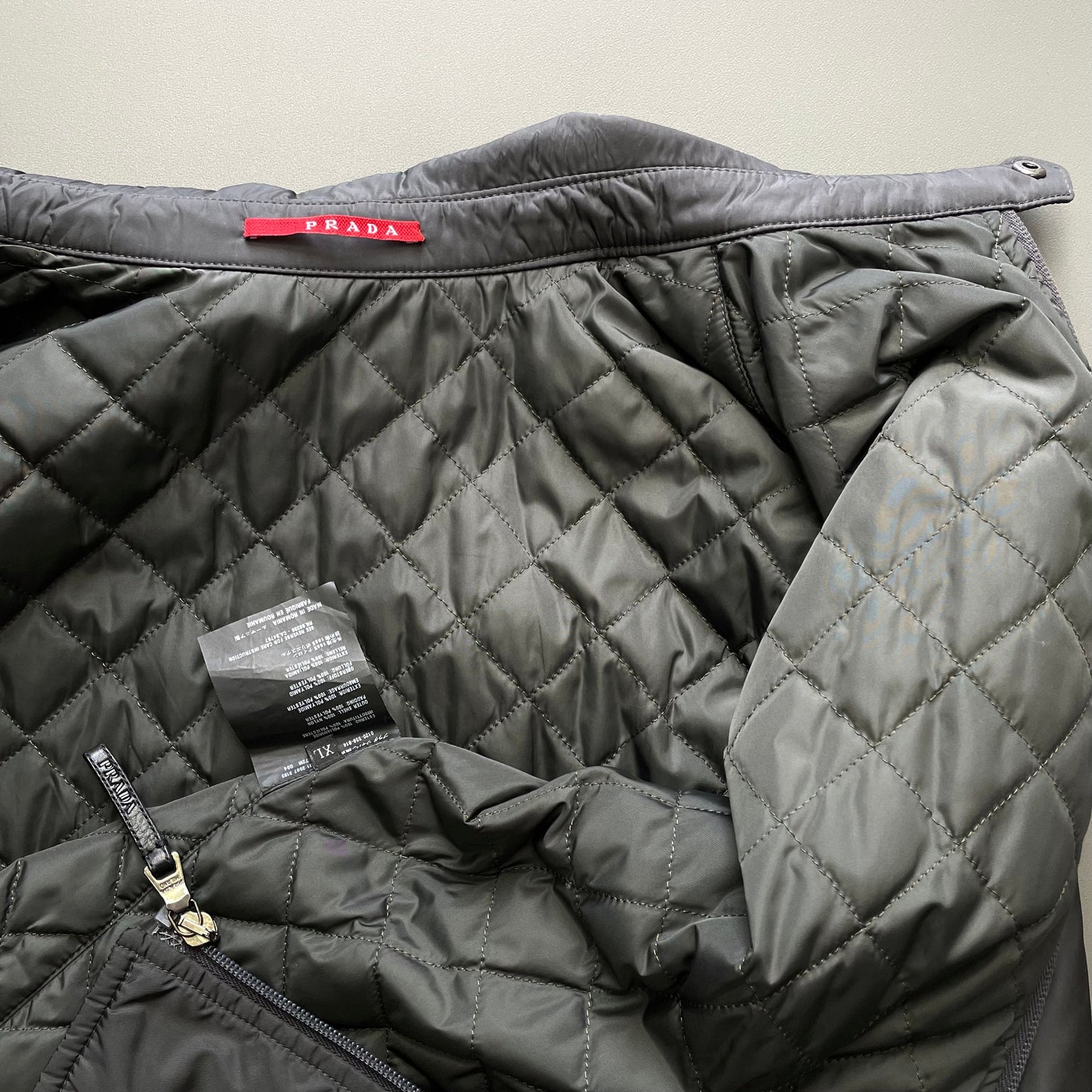 Prada Sport Grey 2007 Quilt Padded Nylon Overshirt Jacket | X-Large, Grey