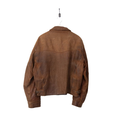 Schott Tan Leather Wide Cut Jacket