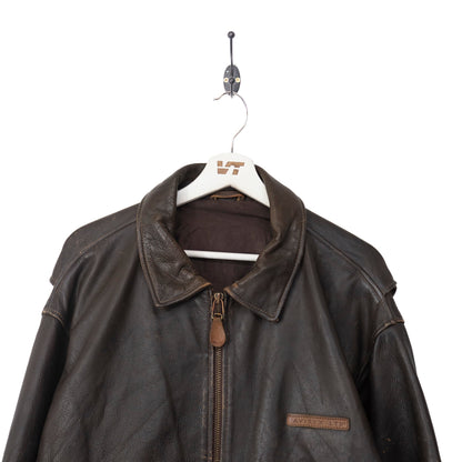 Avirex Double Pocket Distressed Leather Bomber Jacket