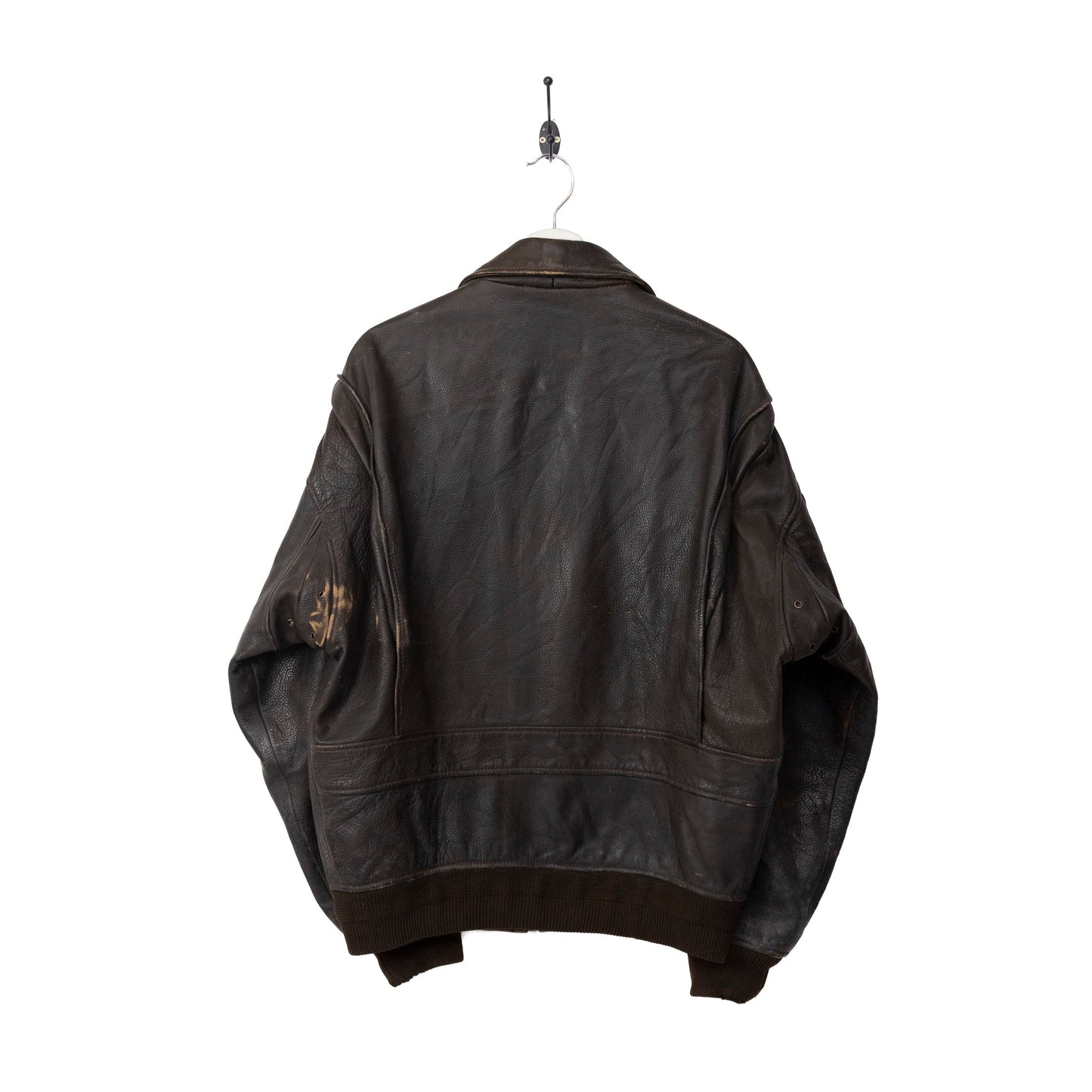 Avirex Double Pocket Distressed Leather Bomber Jacket