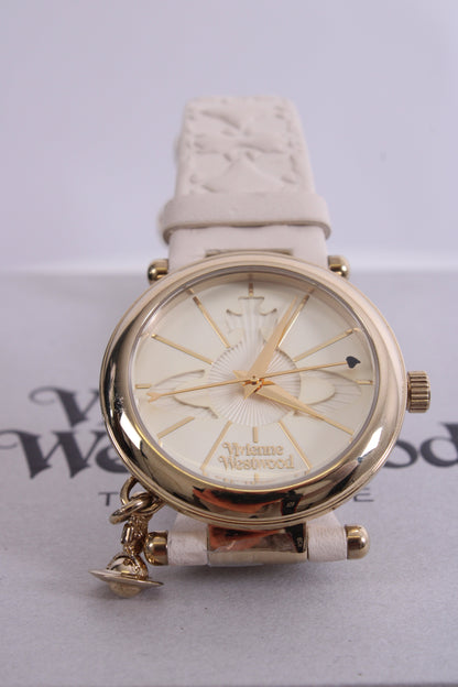Vivienne Westwood Orb White Leather Watch White | O/S, Gold