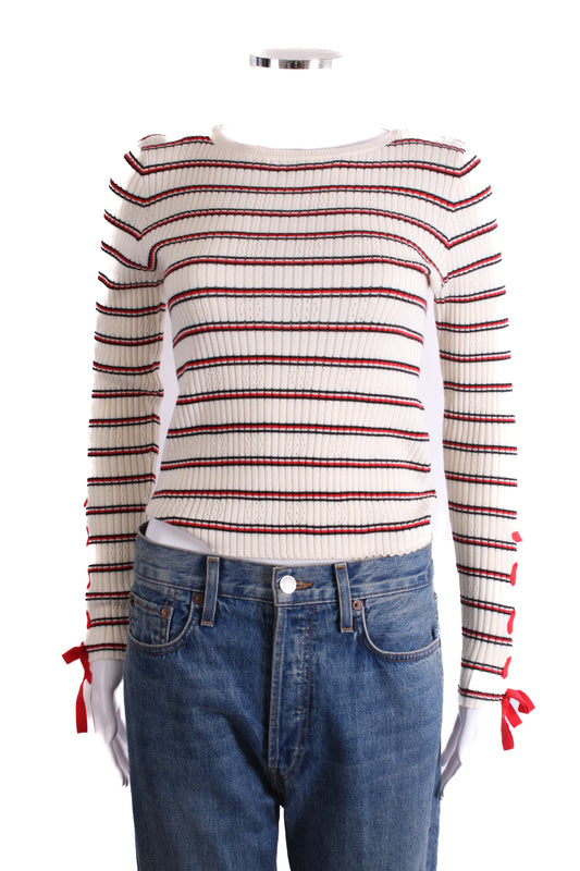Sandro L/S Stripe Knit Jumper Cream S | Small, Cream