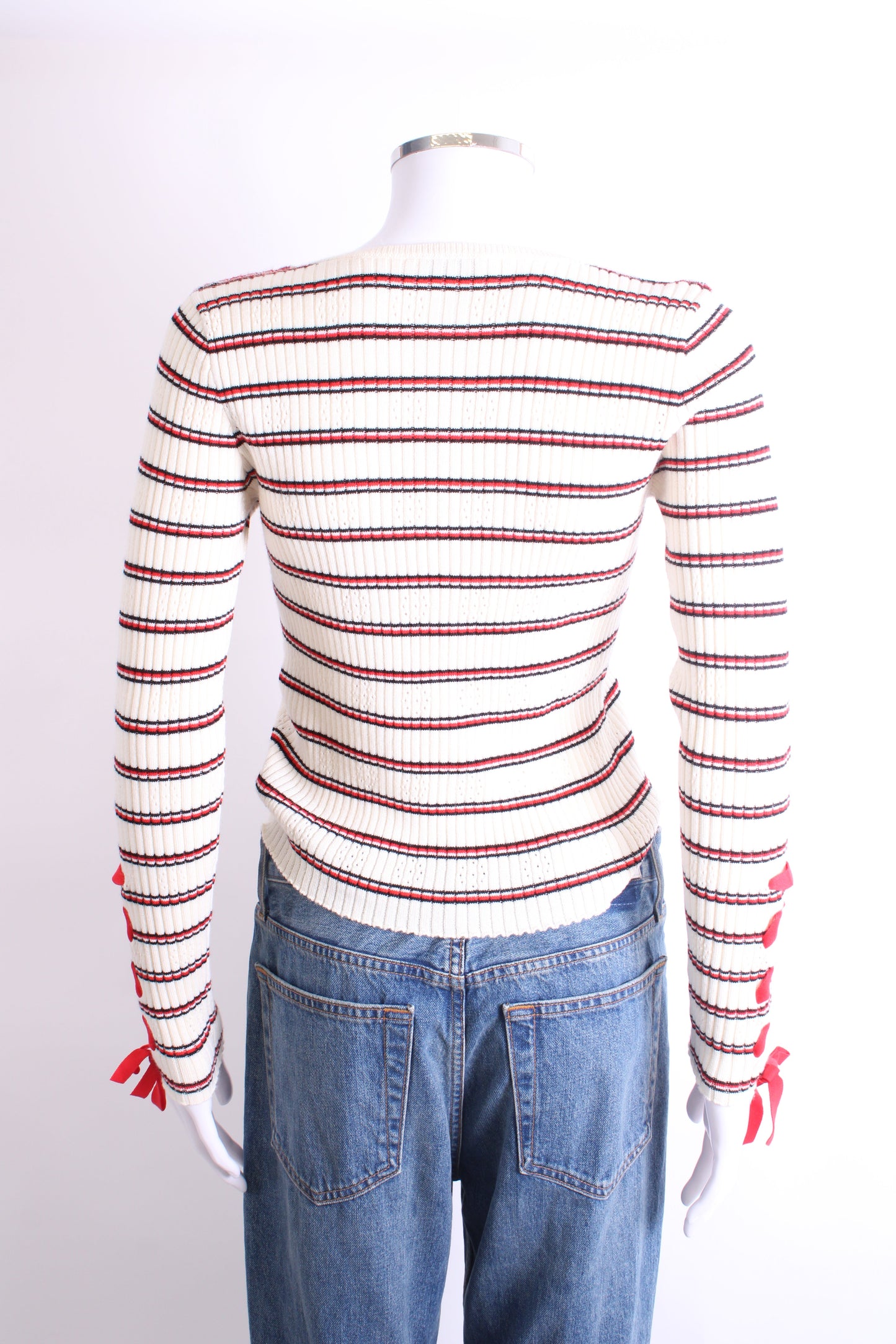 Sandro L/S Stripe Knit Jumper Cream S | Small, Cream