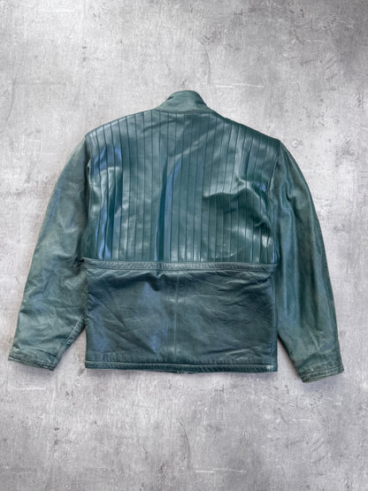 Gianni Versace Bottle Green Leather Moto Jacket