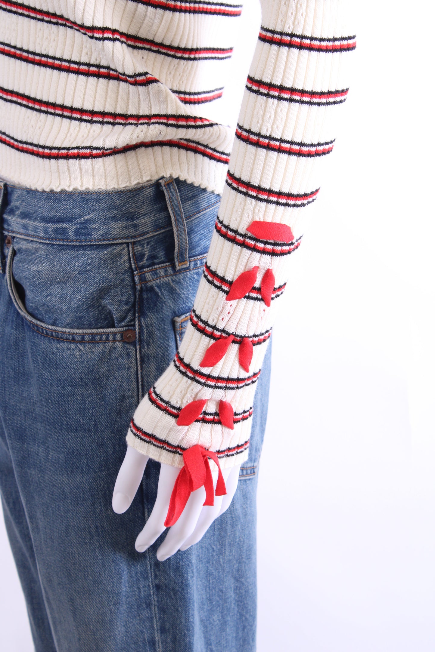 Sandro L/S Stripe Knit Jumper Cream S | Small, Cream