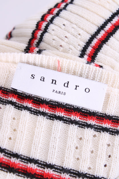 Sandro L/S Stripe Knit Jumper Cream S | Small, Cream
