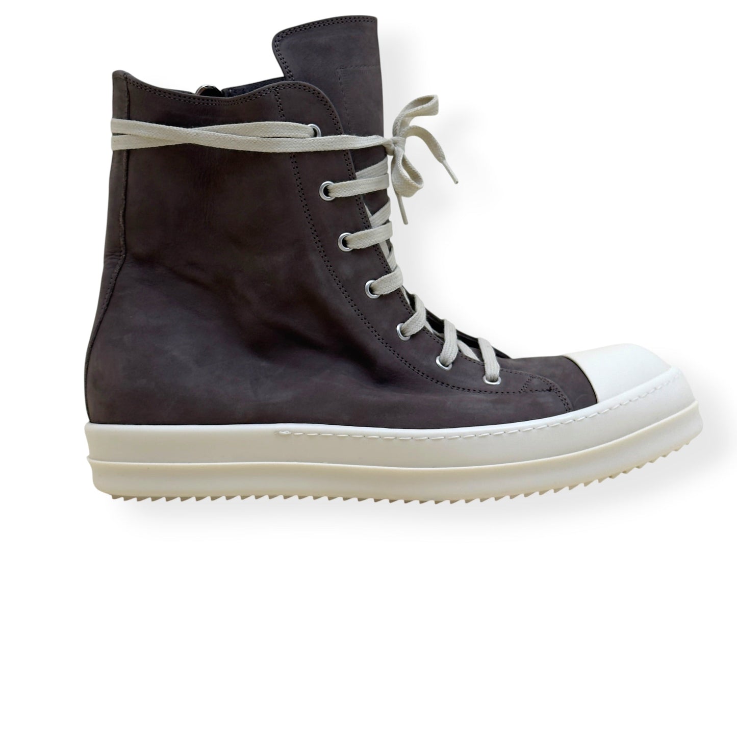 RICK OWENS RAMONES HIGH-TOP SNEAKER BROWN 45 / UK11 | UK 11, Brown