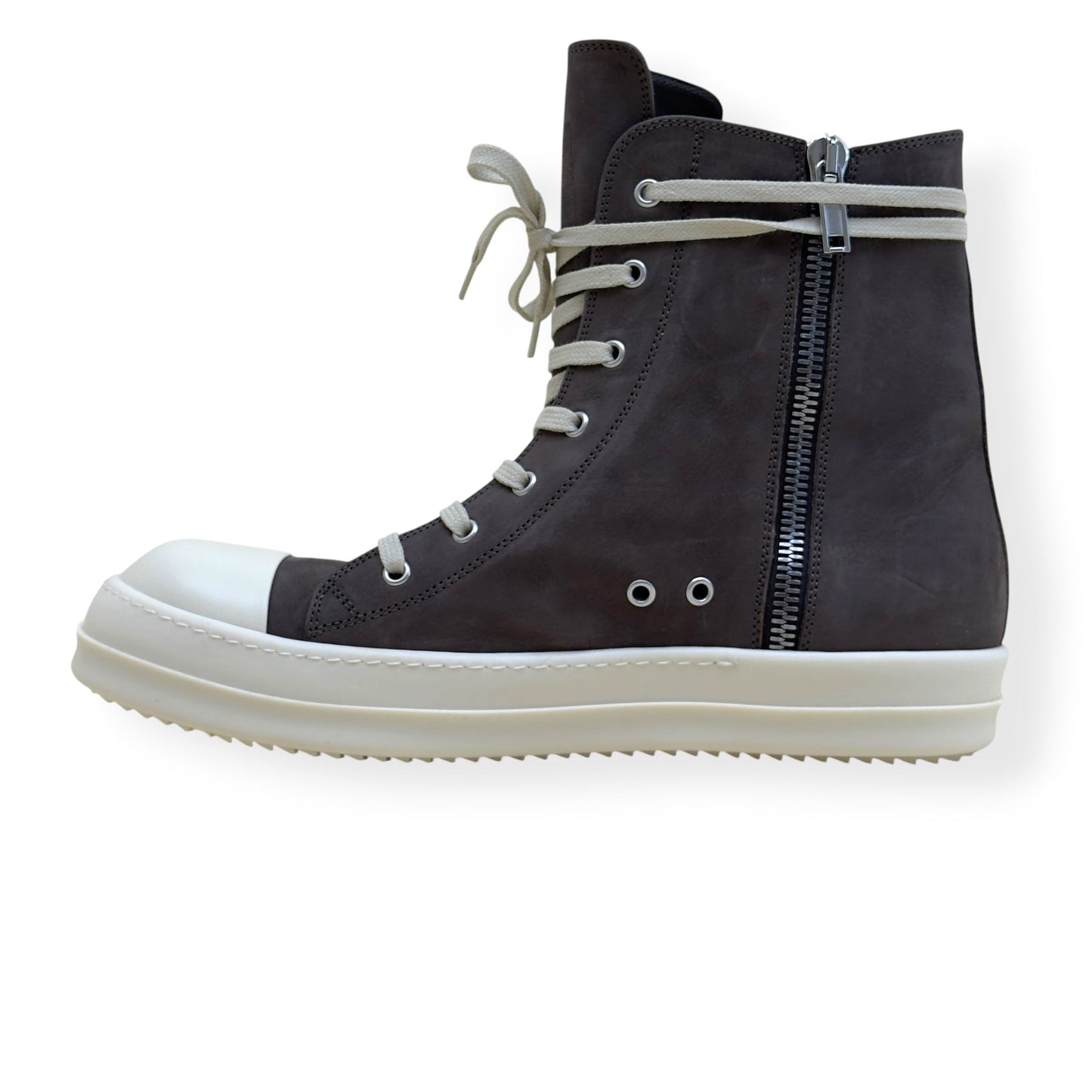 RICK OWENS RAMONES HIGH-TOP SNEAKER BROWN 45 / UK11 | UK 11, Brown