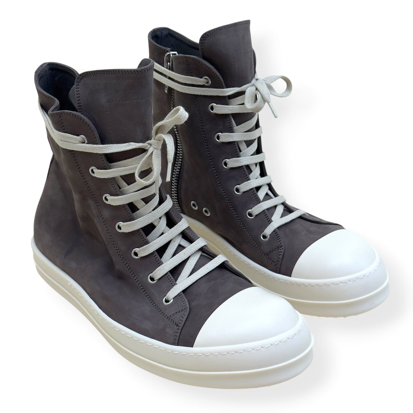 RICK OWENS RAMONES HIGH-TOP SNEAKER BROWN 45 / UK11 | UK 11, Brown