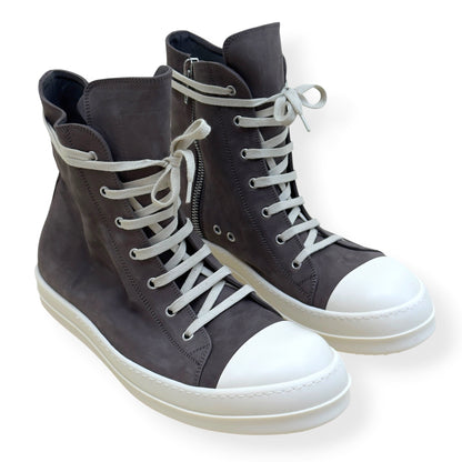 RICK OWENS RAMONES HIGH-TOP SNEAKER BROWN 45 / UK11 | UK 11, Brown