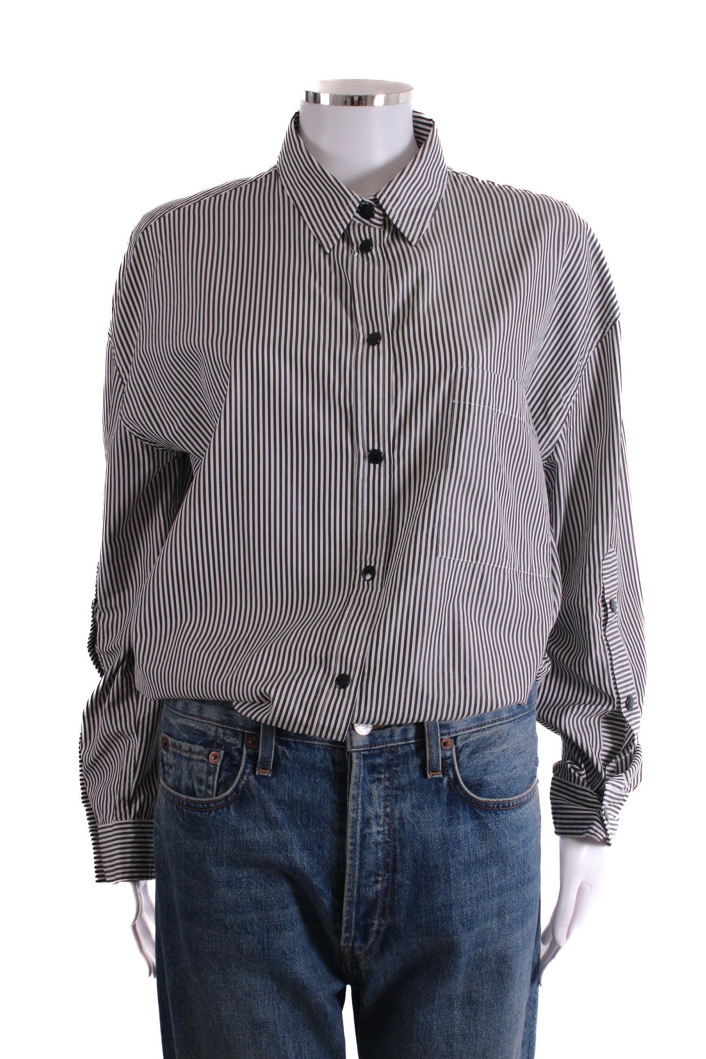 Moncler L/S Stripe Shirt Black/ White 12 | O/S, Black
