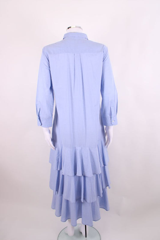 Sara Roka L/S Shirt Dress Blue 12 | Large, Blue
