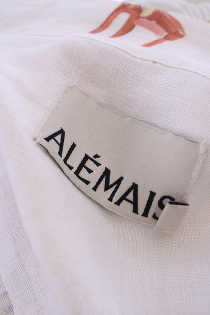 Alemais S/S Print Linen Dress Cream 12 | O/S, Cream