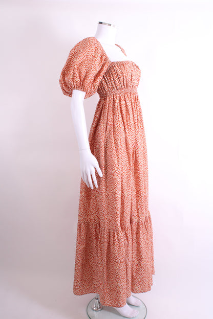 Matteau Floral Puff Sleeve Dress Orange 10 | O/S, Orange