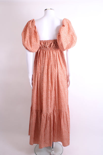 Matteau Floral Puff Sleeve Dress Orange 10 | O/S, Orange