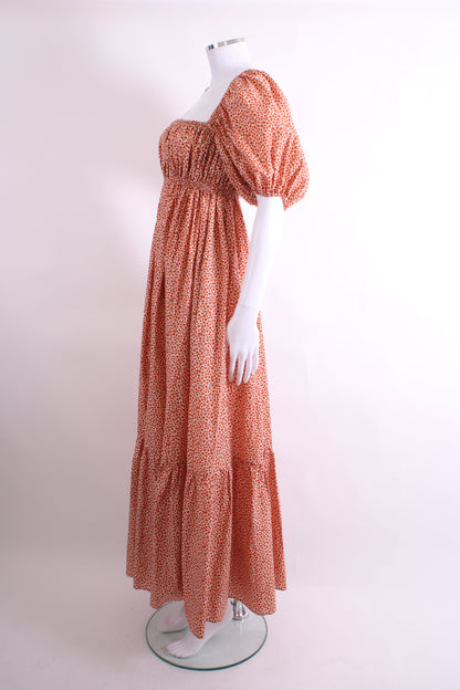 Matteau Floral Puff Sleeve Dress Orange 10 | O/S, Orange