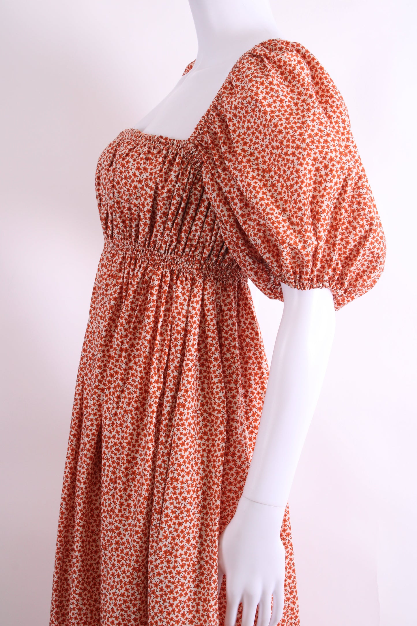 Matteau Floral Puff Sleeve Dress Orange 10 | O/S, Orange