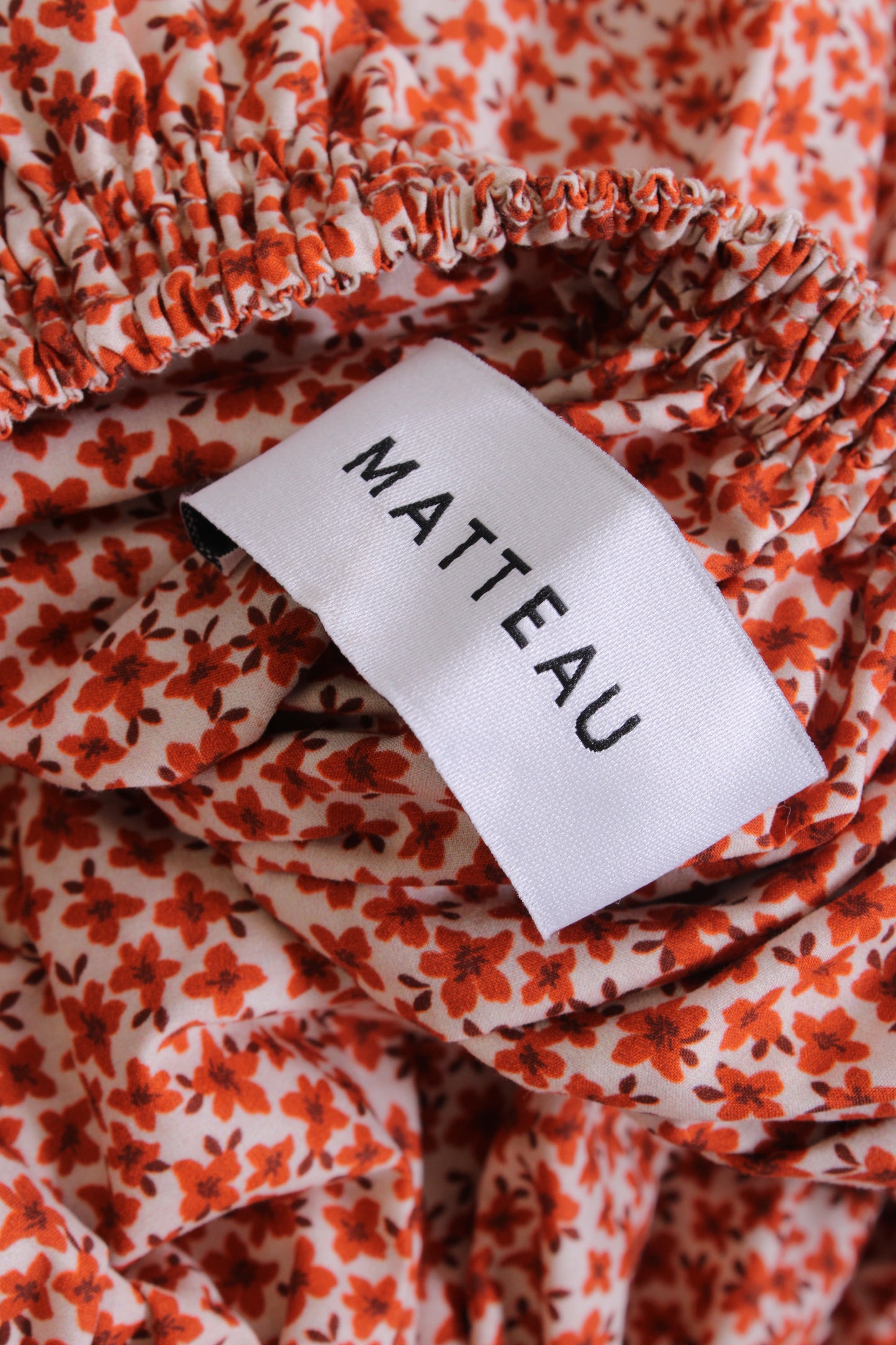 Matteau Floral Puff Sleeve Dress Orange 10 | O/S, Orange