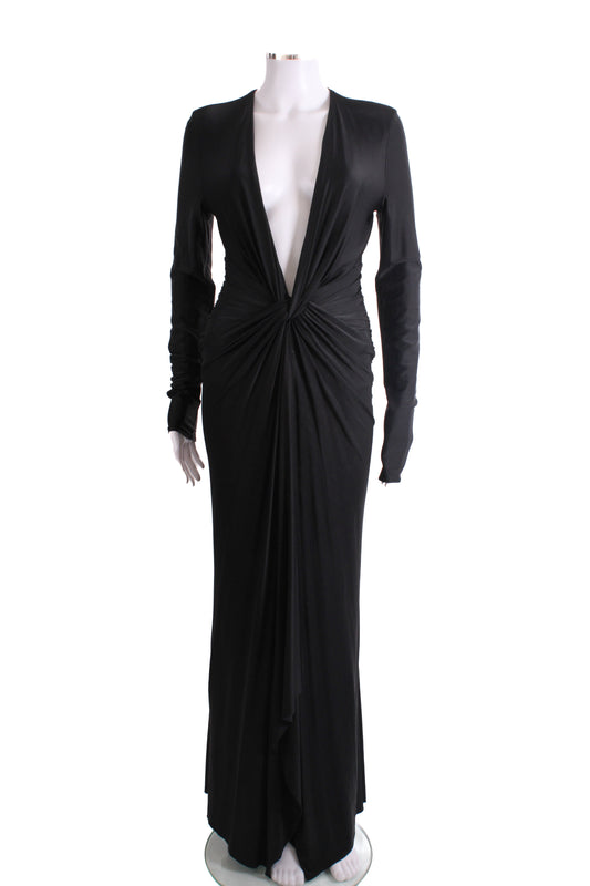 Alexandre Vauthier L/S Ruched Long Dress Black 10 | O/S, Black
