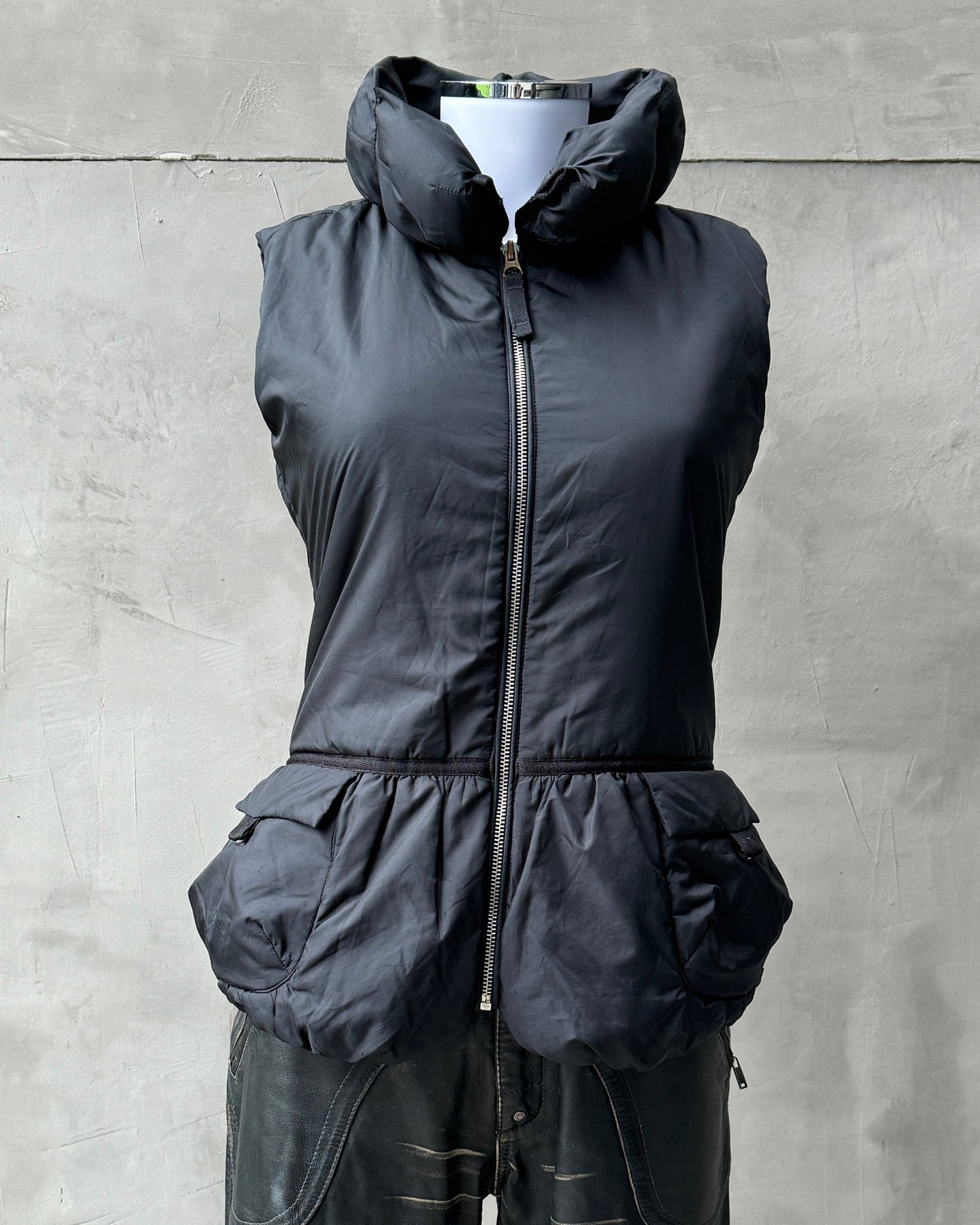 MARITHE FRANCOIS GIRBAUD MFG PUFFER GILLET JACKET - S | Small, Black