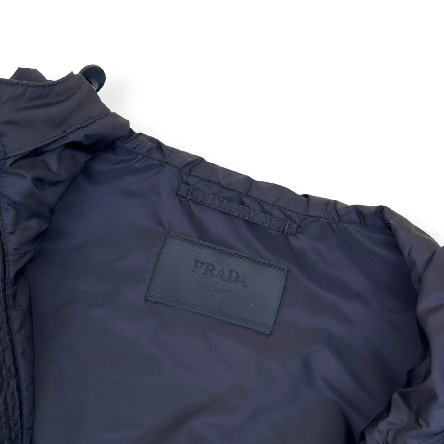 PRADA RE NYLON HOODED WINDBREAKER JACKET NAVY 52 / L | Large, Navy