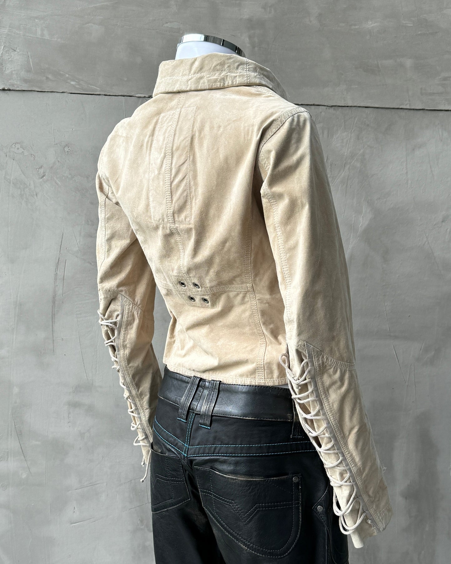 PRADA SPORT 2000'S SUEDE LACE UP JACKET - S | Small, Beige