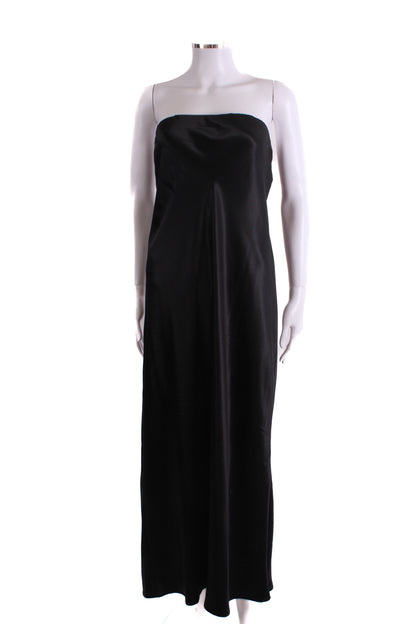 Reformation Strapless Satin Dress Black L | Large, Black